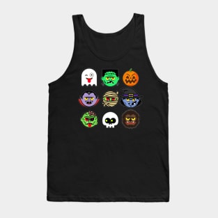 MONSTER FACES Halloween Emoji Shirt Skeleton Dracula Costume Tank Top